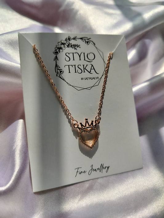 Rose Gold Plated Crown Heart Neckchain