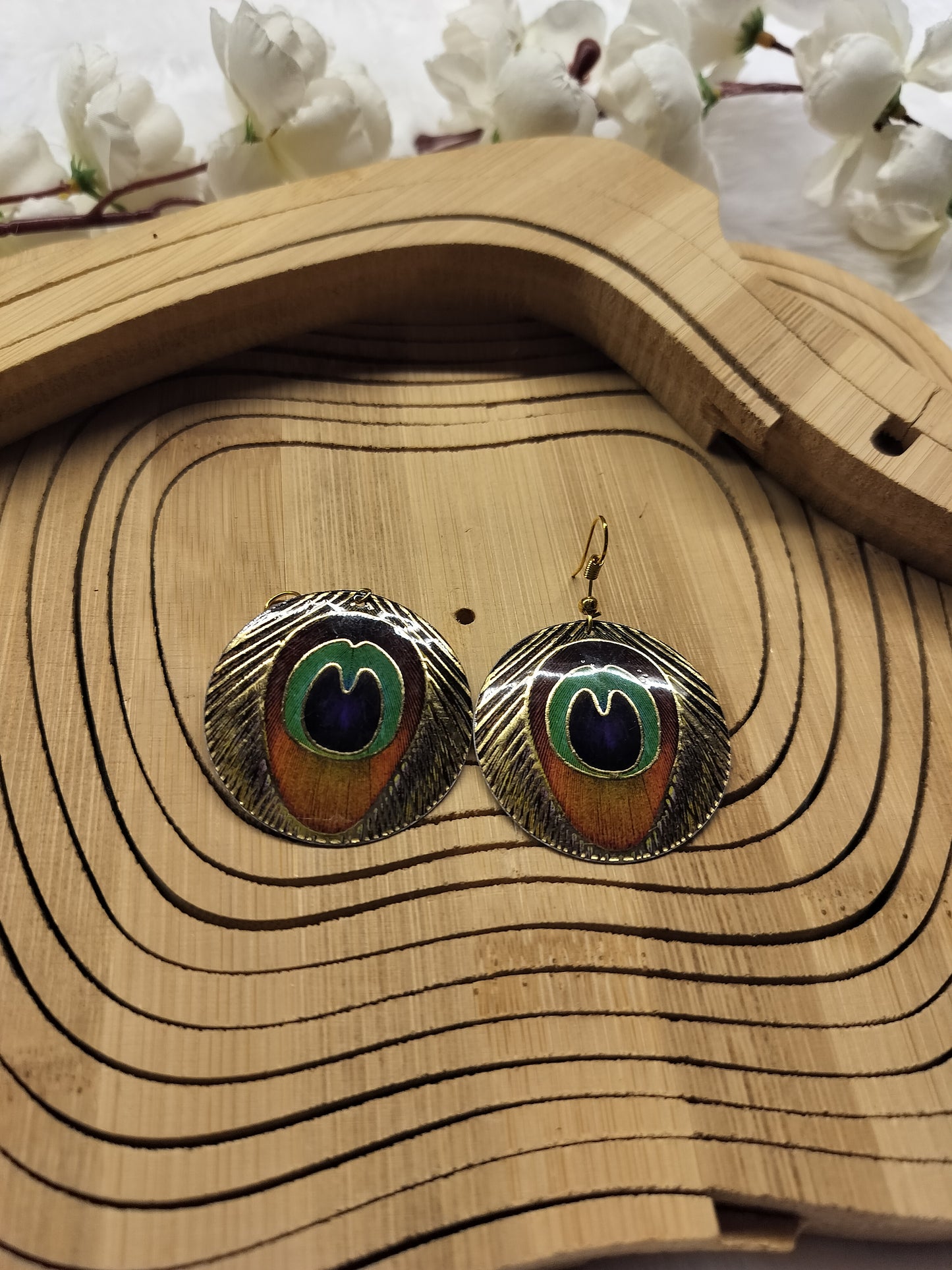 Mini 3rd Peacock Printed Dangles