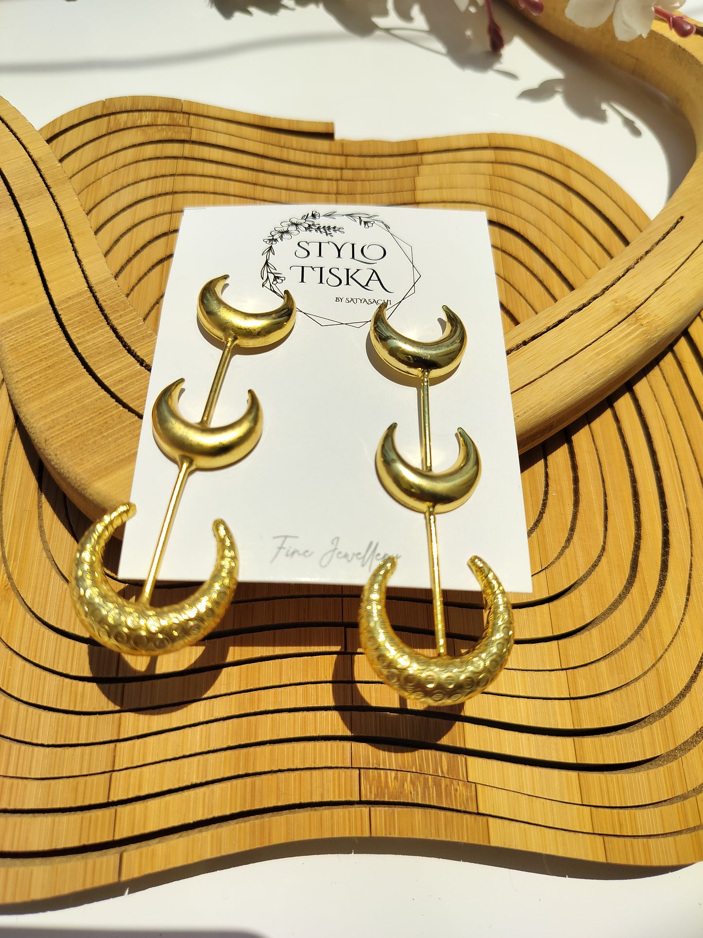 Moon Brass Statement Earrings