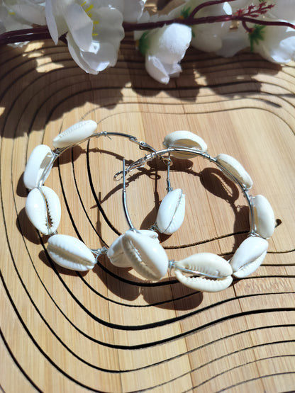 Cowrie Shell Hoops