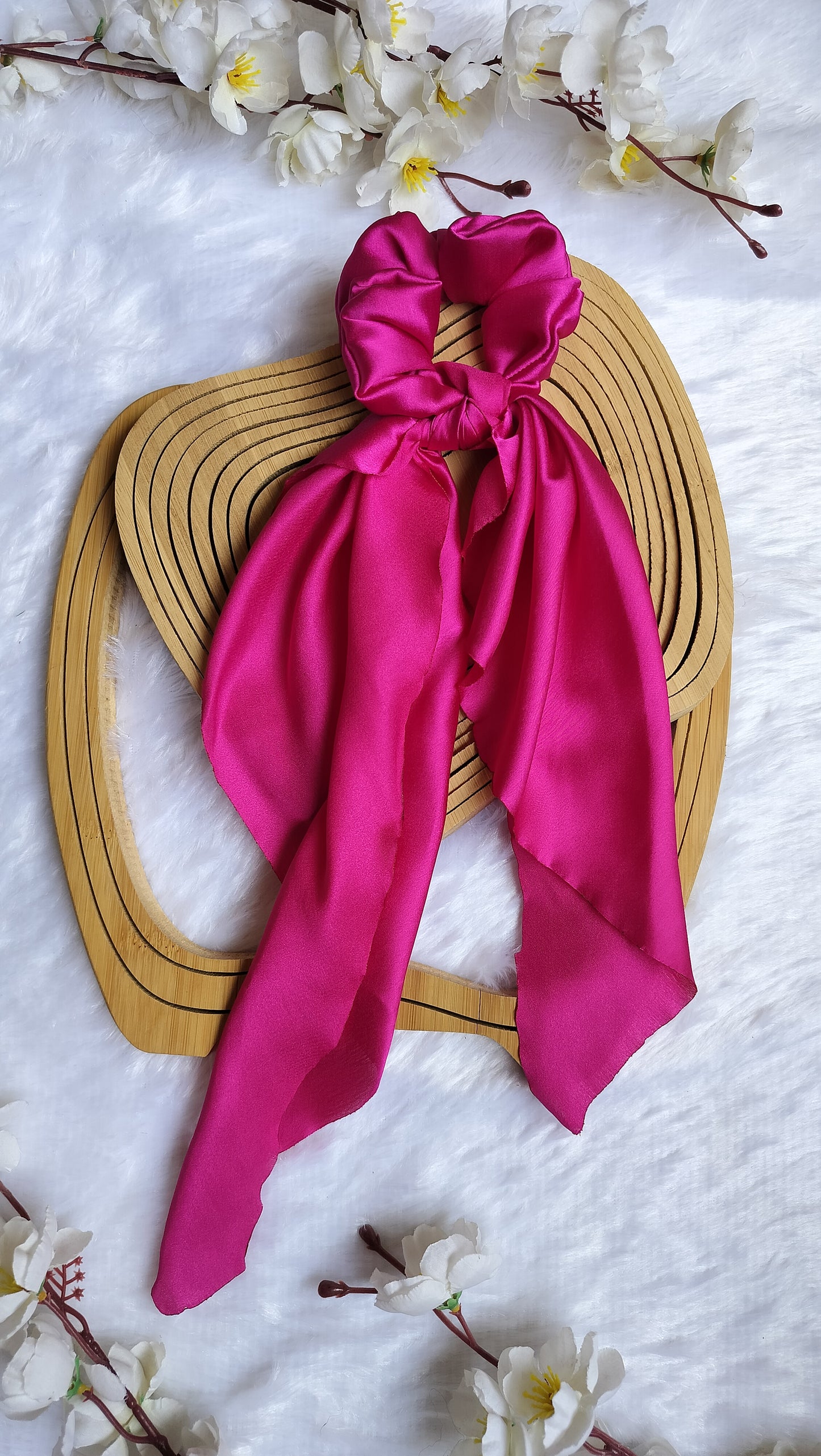 Satin Long Tail Bow Knot Scrunchies Stylish Scarf Hair Tie Hair Bow For Women