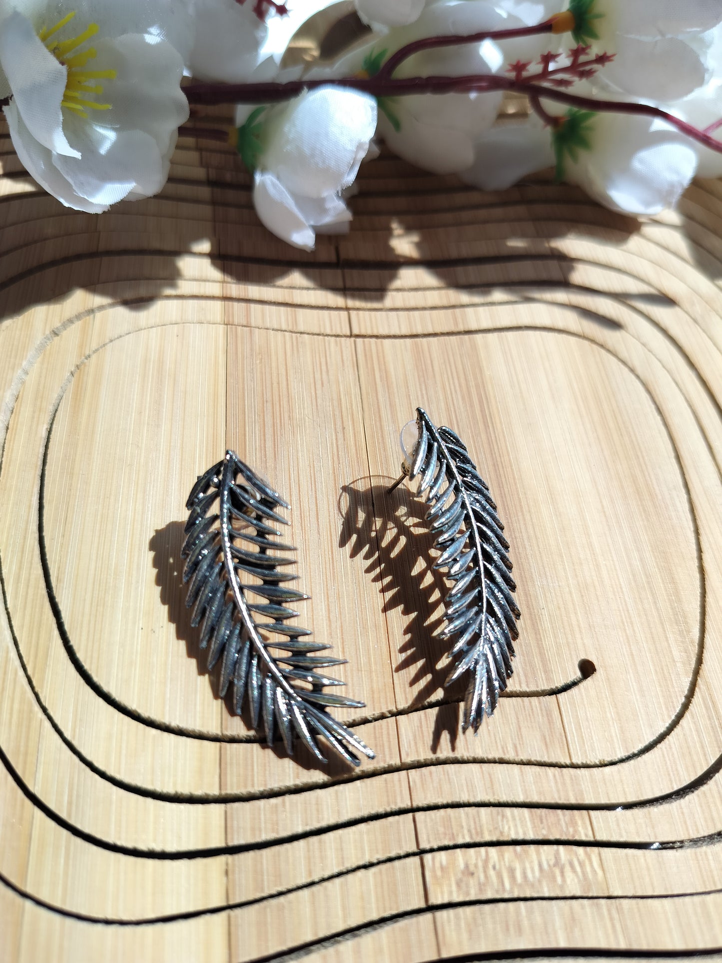 Oxidised Leaf Studs Earrings