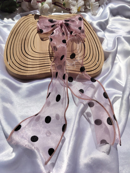 Polka Dots Pigtail Organza Bow