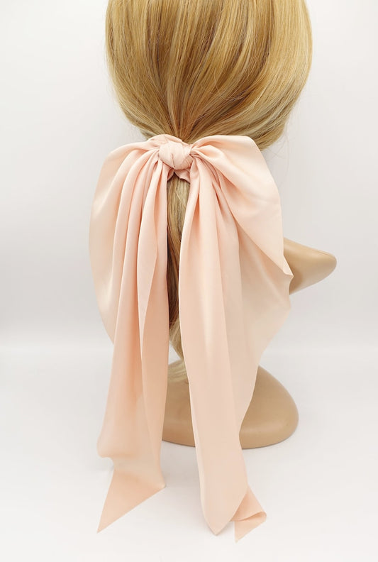 Satin Long Tail Bow Knot Scrunchies Stylish Scarf Hair Tie Hair Bow For Women