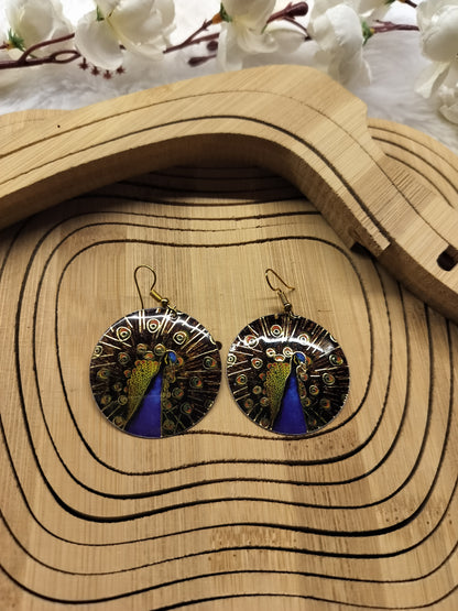 Mini 3rd Peacock Printed Dangles