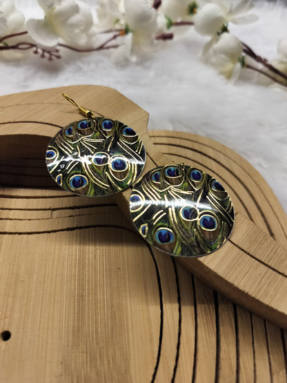 Mini 3rd Peacock Printed Dangles