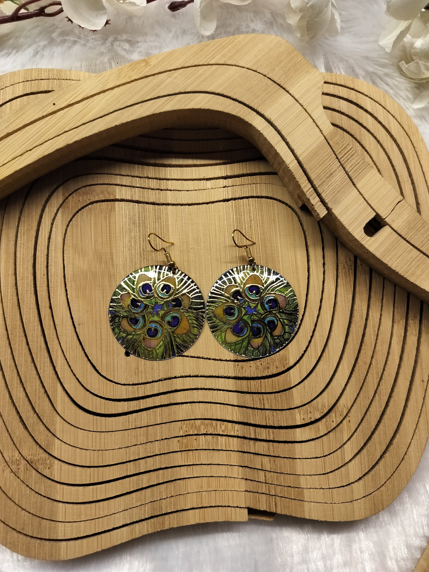 Mini 3rd Peacock Printed Dangles