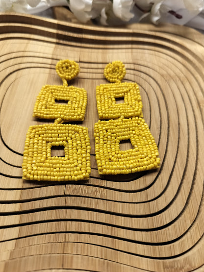 Cozy Aesthetic Mustered Yellow Statement Handmade Earrings