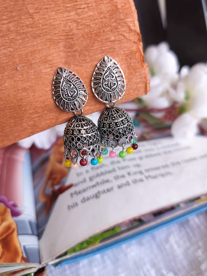 Silver Oxidised Mini Jhumki