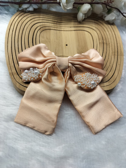 Satin Pearl Pigtail Bows