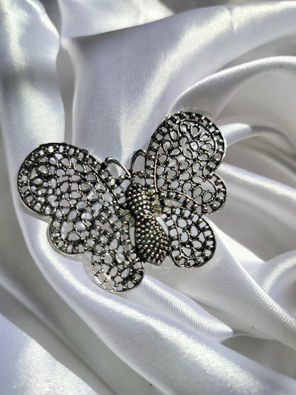 Ruhani Butterfly Silver Oxidised Rings