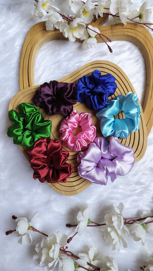 Silk Satin Scrunchies Combo Of 7