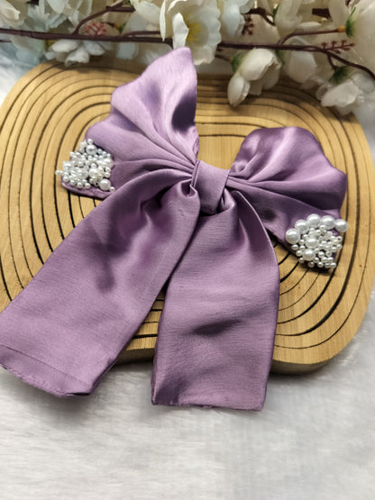 Satin Pearl Pigtail Bows