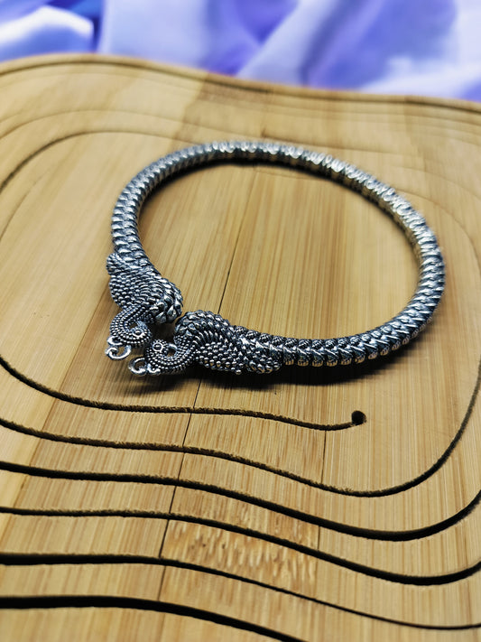 Oxidised Peacock Theme Bangle Bracelet