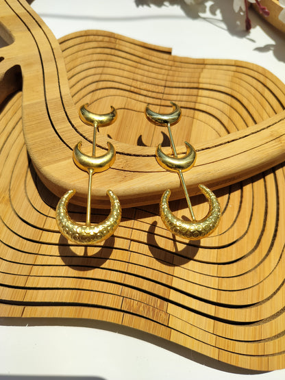 Moon Brass Statement Earrings