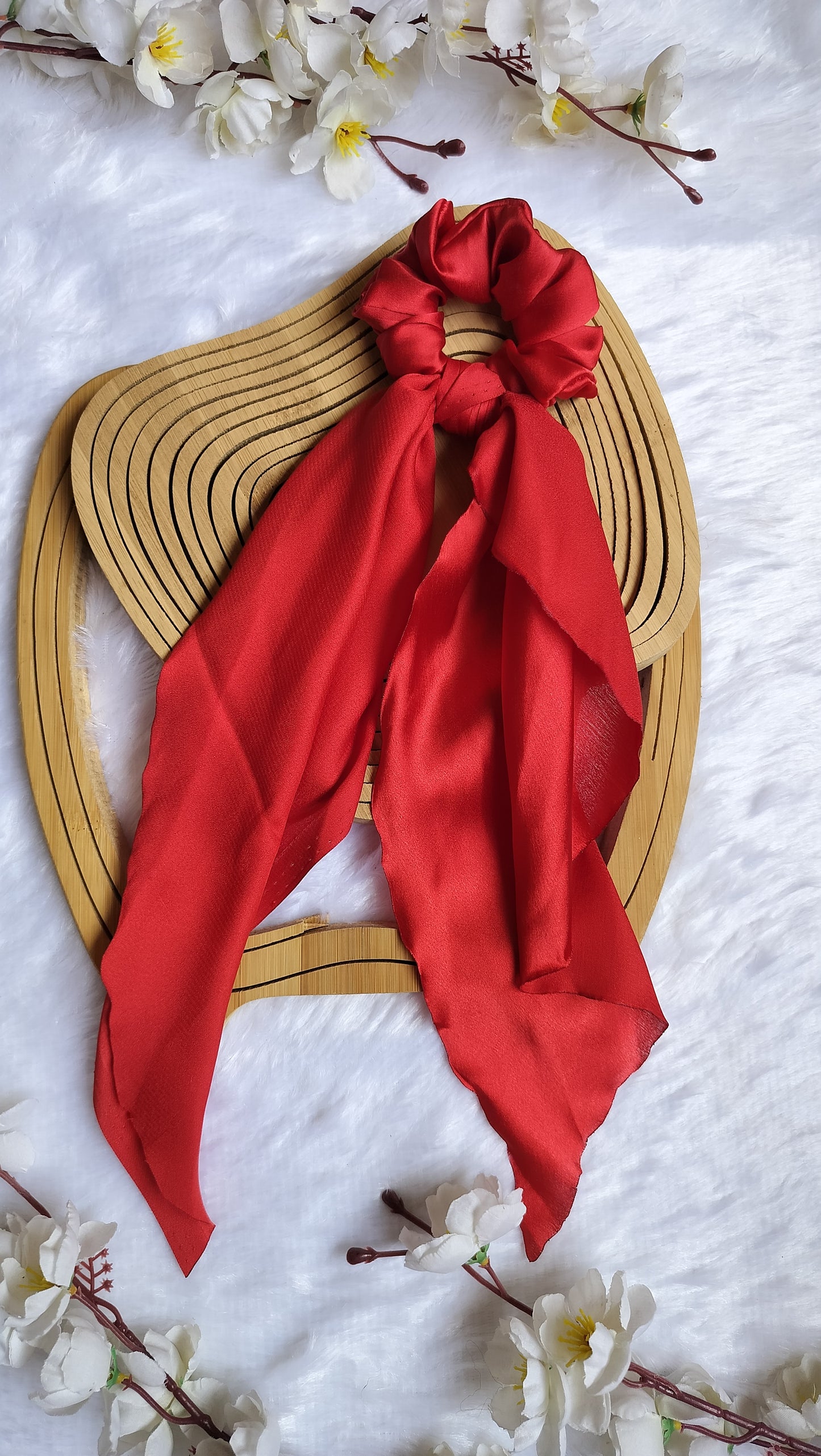 Satin Long Tail Bow Knot Scrunchies Stylish Scarf Hair Tie Hair Bow For Women